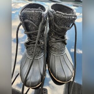 Black Glitter Snow Boots